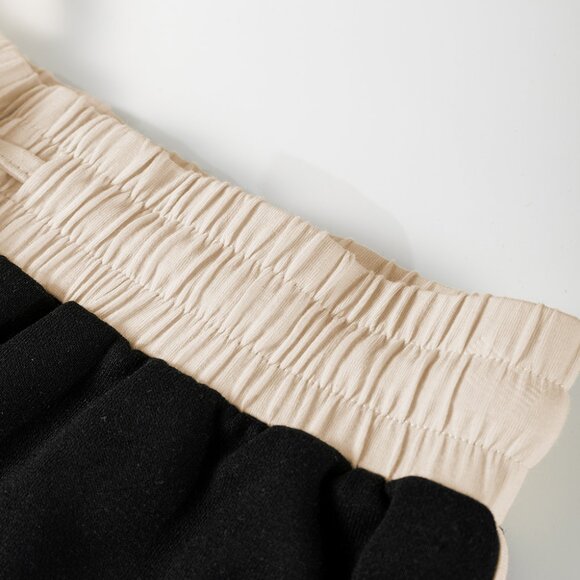 B301 Black Contrast Trim Loose Pullover and Lace Up Skort Set - Picture 8 of 11